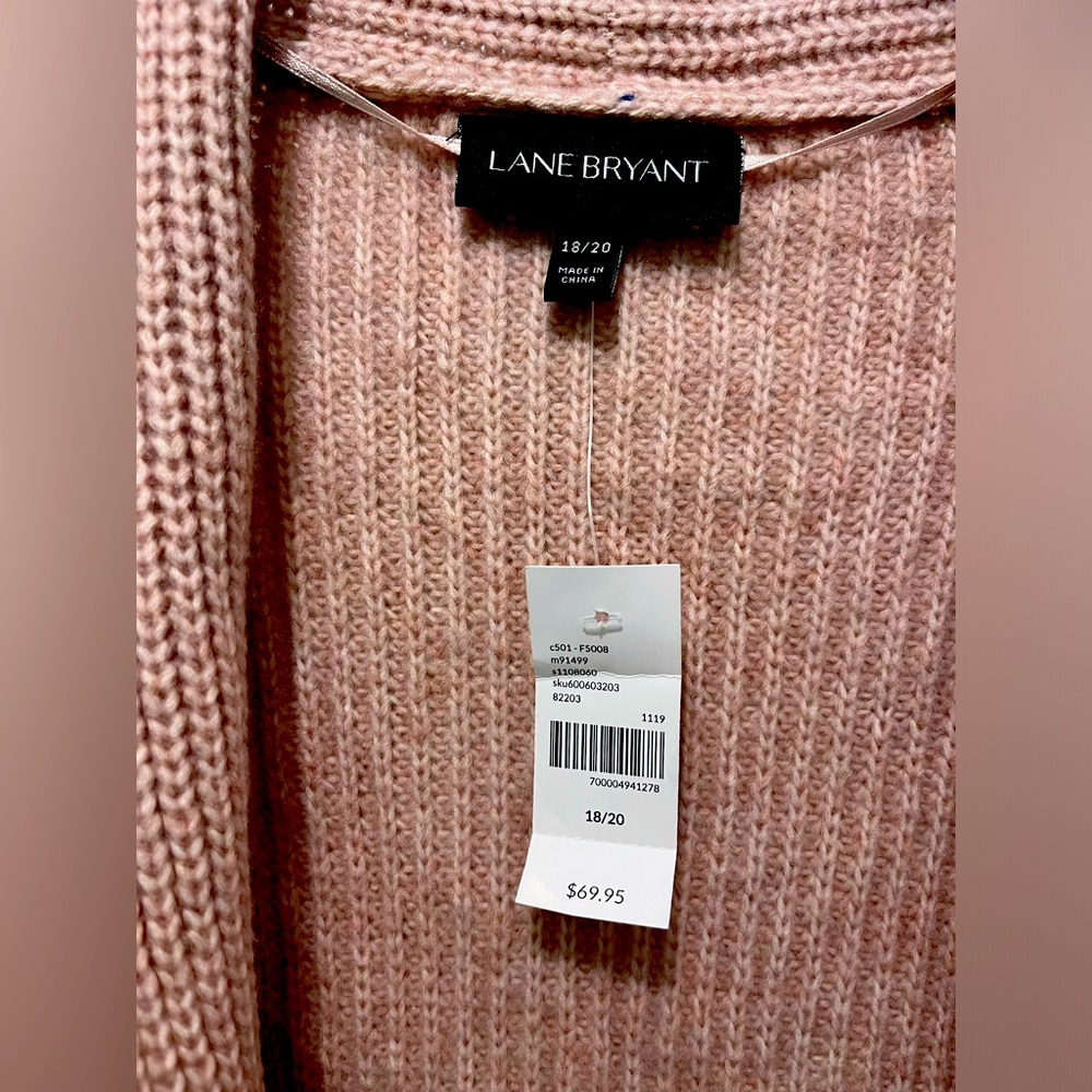 Lane Bryant Soft Pink Sweater Cardigan Sz 18/20 NWT